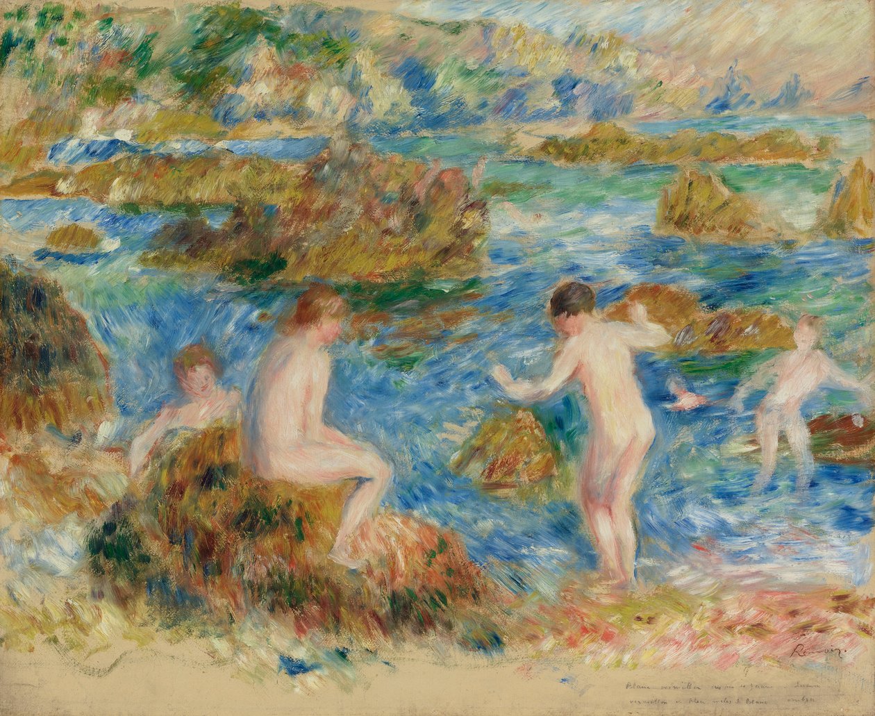 Nadzy chłopcy w skałach na Guernsey autorstwa Pierre Auguste Renoir