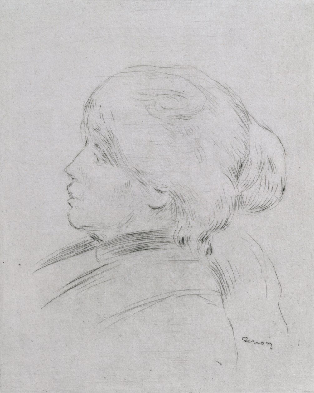Portret Berthe Morisot (1841-95) 1892-3, wyd. 1924 (sucha igła) autorstwa Pierre Auguste Renoir