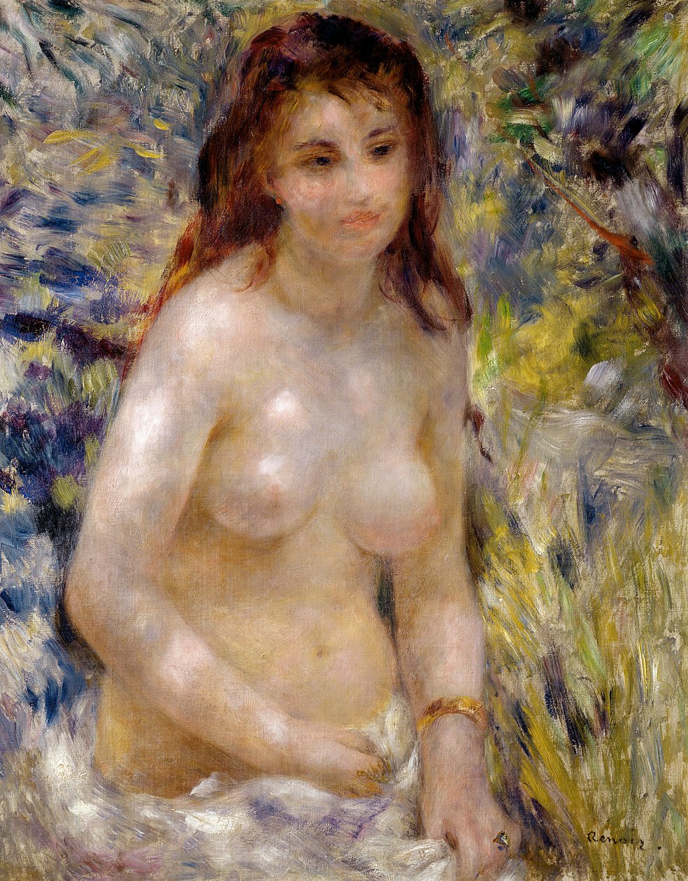 Badanie. Tułów, efekt światła słonecznego, ok. 1875-76 autorstwa Pierre Auguste Renoir