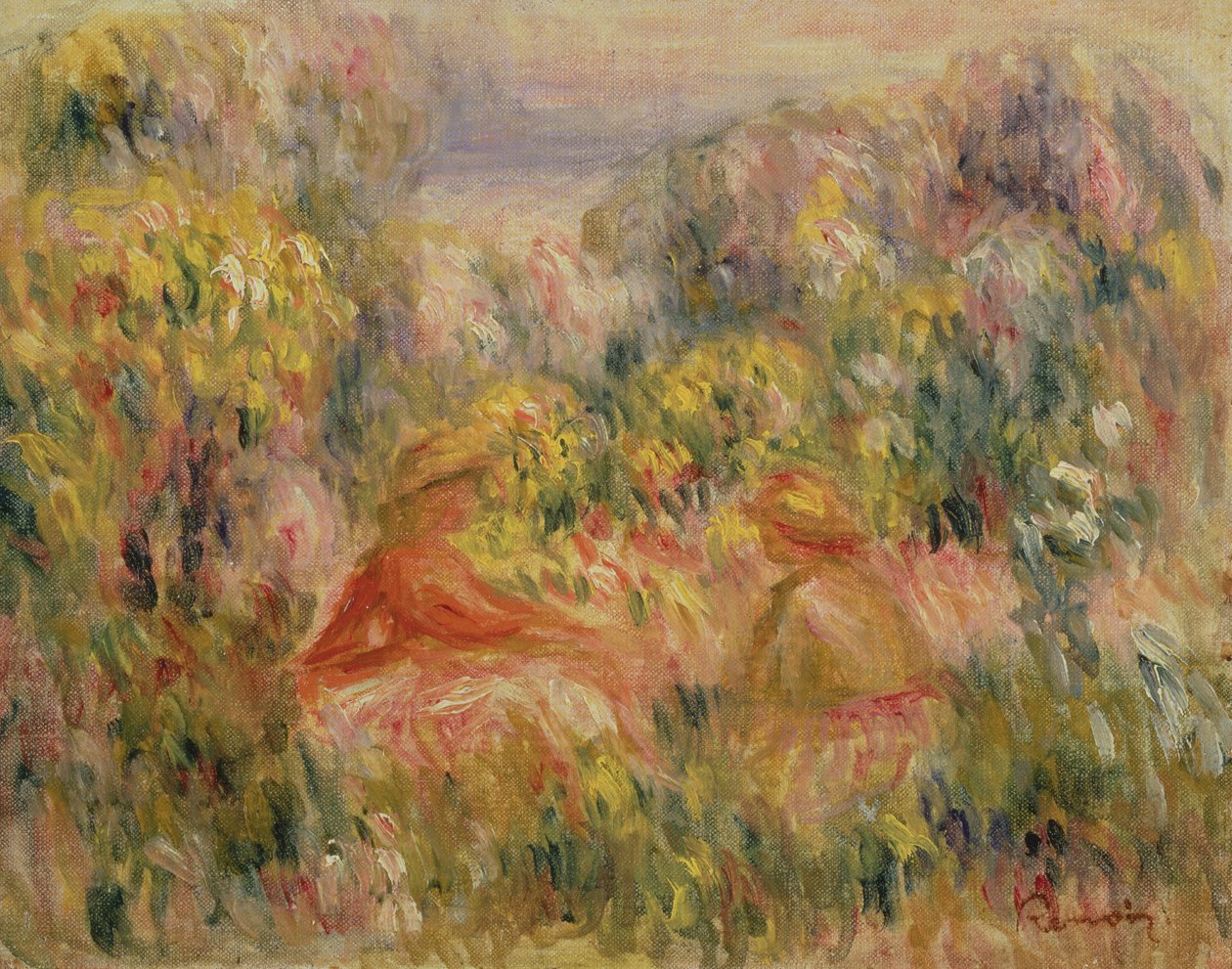 Dwie postacie w krajobrazie, 1917-19 autorstwa Pierre Auguste Renoir