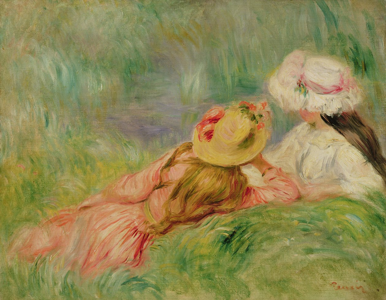 Młode dziewczyny na brzegu rzeki autorstwa Pierre Auguste Renoir