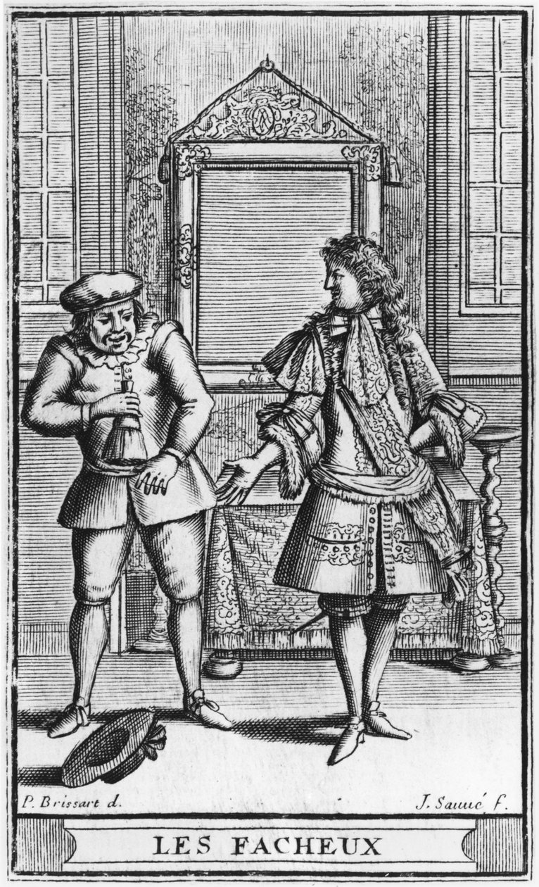 Frontyspisowa ilustracja z „Les Facheux” Moliera, rytowana przez Jean Sauve (fl.1660-91) c.1661 autorstwa Pierre Brissart