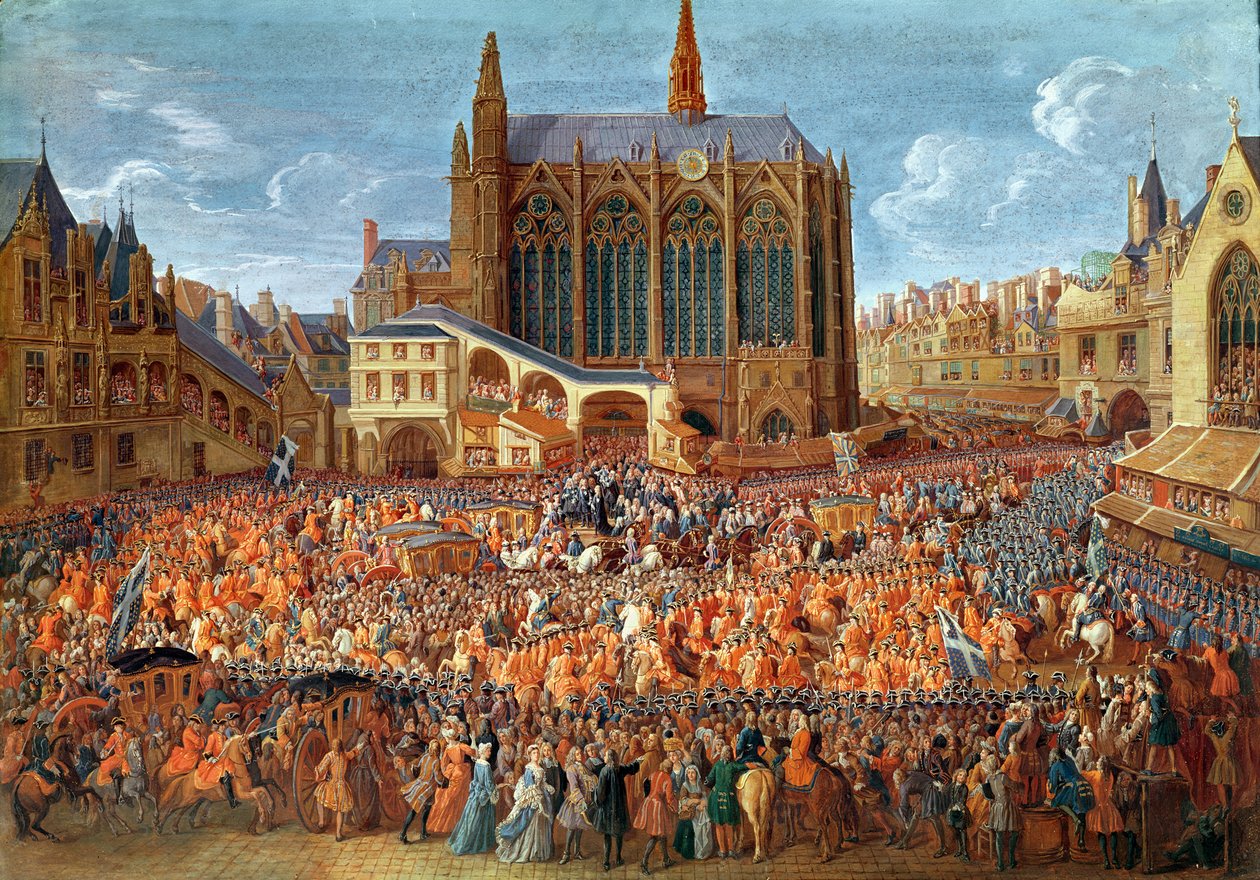 Wyjazd Ludwika XV (1710-1774) z Sainte-Chapelle po „lit de Justice”, który zakończył panowanie Ludwika XIV (1638-1715) 12 września 1715, 1735 (zob. także 162641) autorstwa Pierre Denis Martin