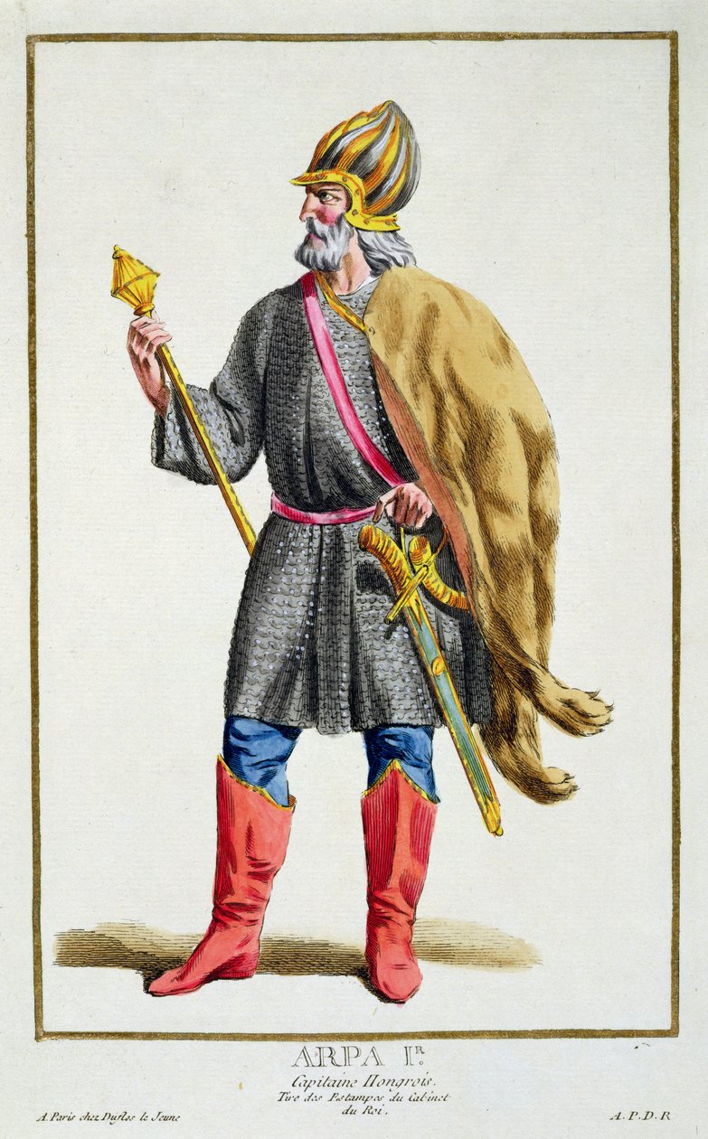 Arpa I z „Recueil des Estampes, Representant les Rangs et les Dignites, według stroju wszystkich istniejących narodów”, wydanej w 1780 r. (rycina ręcznie kolorowana) autorstwa Pierre Duflos