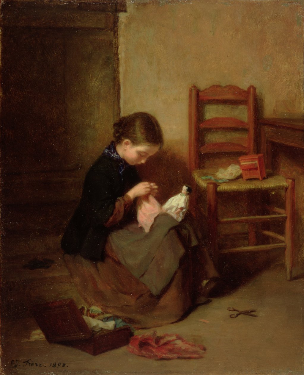 Mała krawcowa, 1858 autorstwa Pierre Edouard Frere