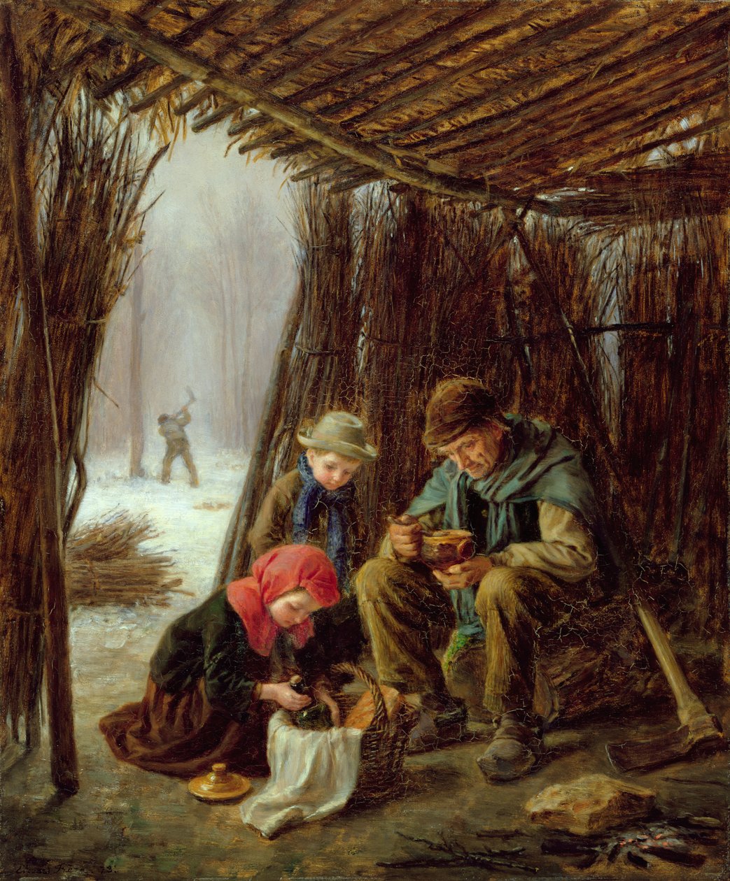 Posiłek drwala, 1873 r. autorstwa Pierre Edouard Frere