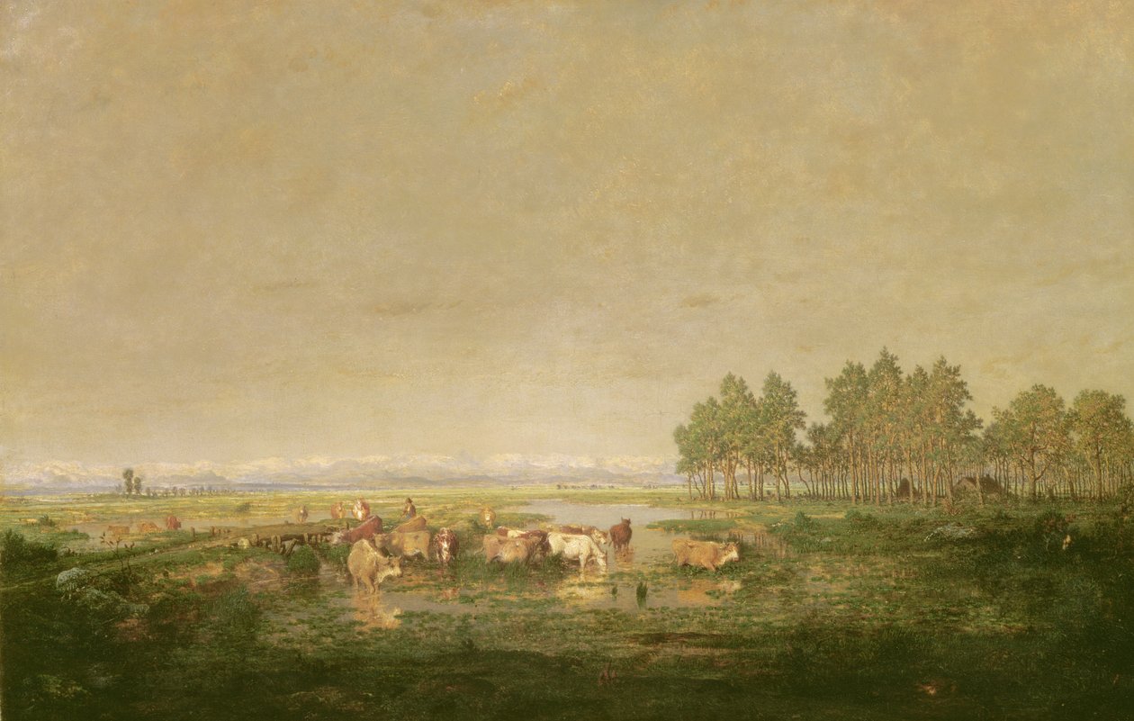 Bagna w Les Landes, ok. 1853 r. autorstwa Pierre Etienne Theodore Rousseau