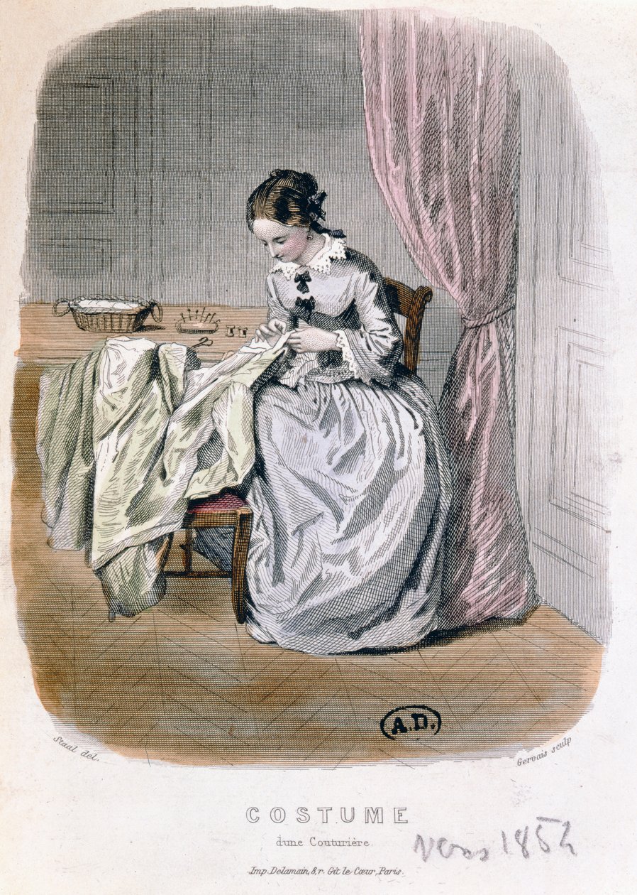 Couturier w pracy, ryty przez Gervais (XIX wiek) 1854 autorstwa Pierre Gustave Eugene Staal
