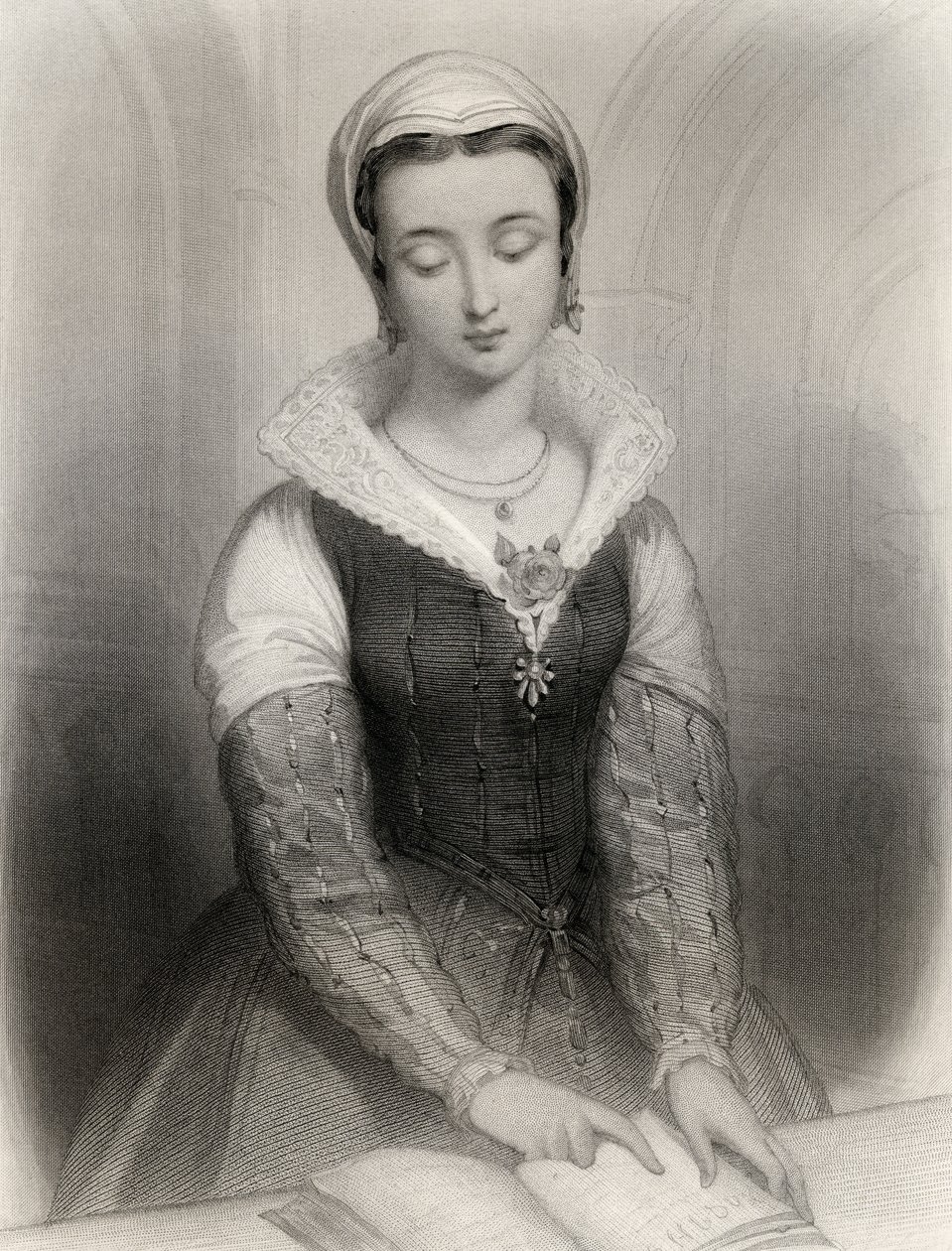 Lady Jane Grey (1537-54) ilustracja z „World Noted Women” Mary Cowden Clarke, 1858 autorstwa Pierre Gustave Eugene Staal