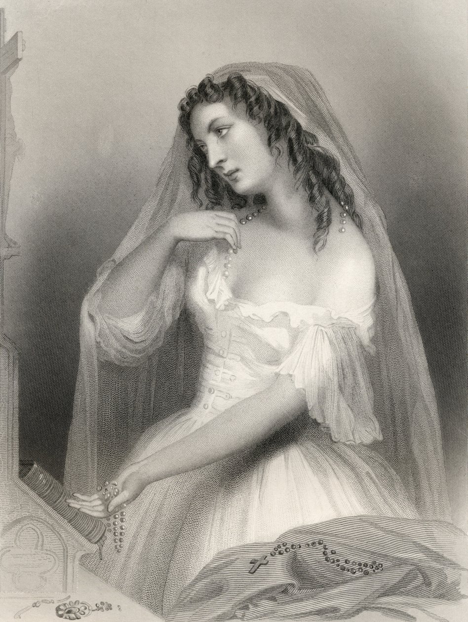 Louise Francoise de La Baume de La Blanc (1644-1710) Duchesse de la Valliere, ilustracja z „World Noted Women” Mary Cowden Clarke, 1858 autorstwa Pierre Gustave Eugene Staal