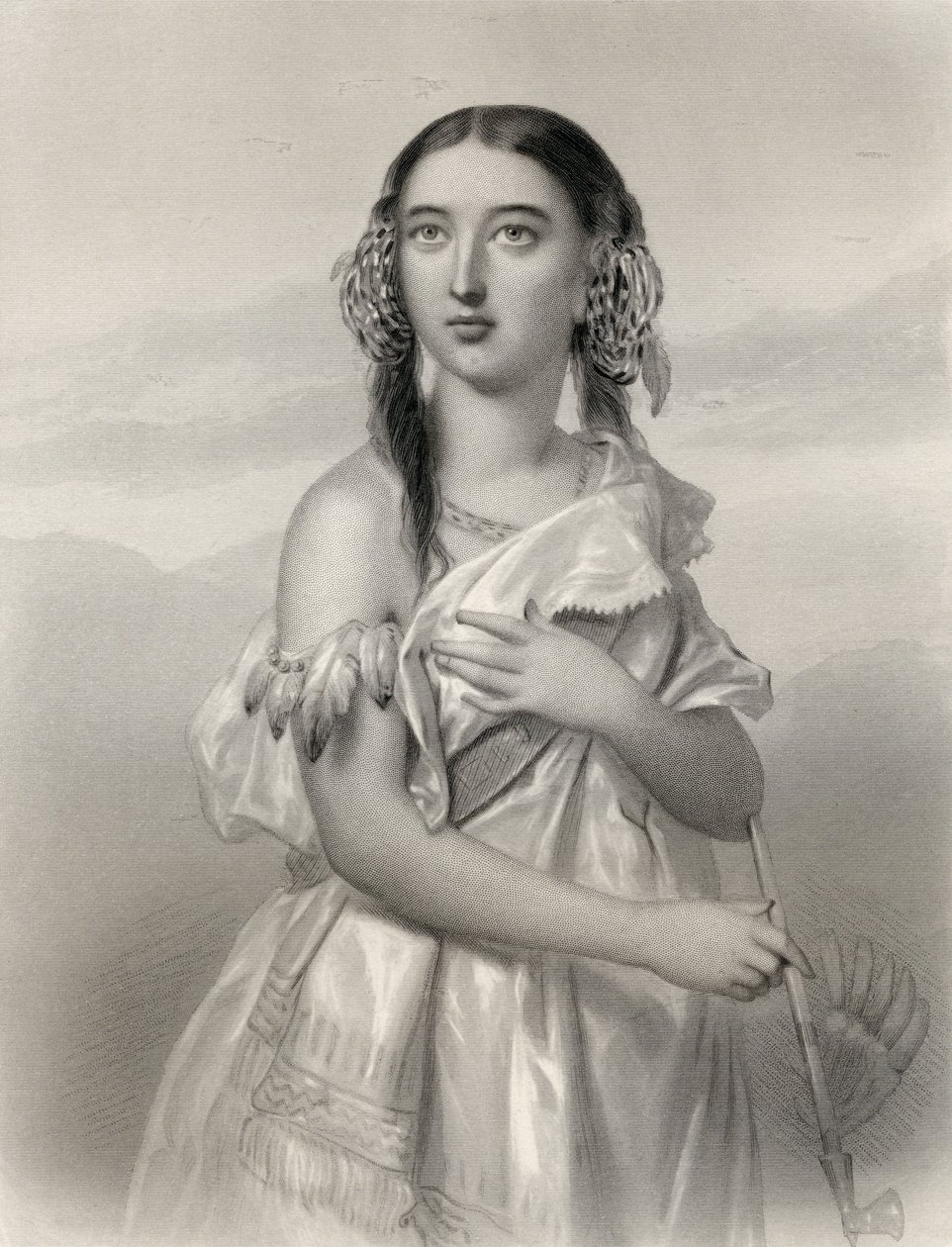 Pocahontas (1595-1617) ilustracja z „World Noted Women” autorstwa Mary Cowden Clarke, 1858 autorstwa Pierre Gustave Eugene Staal