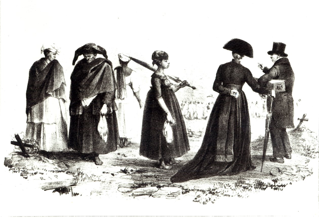 Cmentarz w Parimaribo, z „Podróży do Surinamu”, 1839 autorstwa Pierre J. Benoit