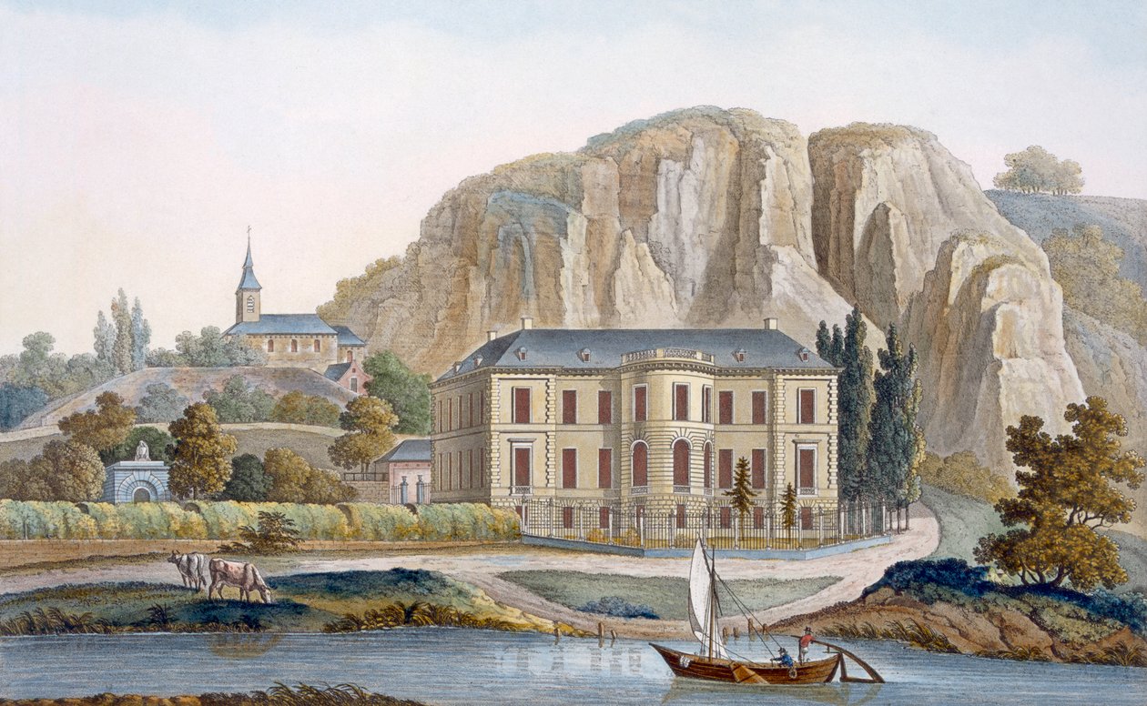 Château de Marche-les-Dames, niedaleko Namur, z „Wybór najbardziej znaczących zabytków, budynków i domów Królestwa Niderlandów”, opublikowany w 1827 r. autorstwa Pierre Jacques Goetghebuer