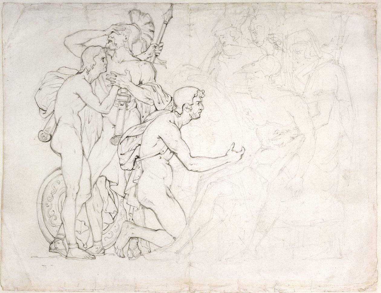 Śmierć Epaminondasa, 1811 (kreda na papierze) autorstwa Pierre Jean David dAngers