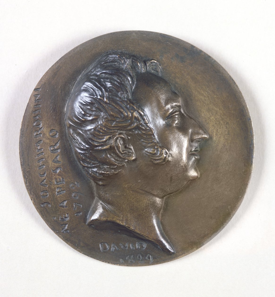 Portret medalionowy Gioacchino Rossiniego (1792-1868) 1829 (brąz) autorstwa Pierre Jean David d
