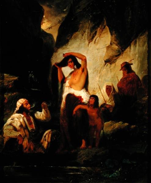 Zatrzymanie Cyganów w górach Ronda, 1832 r. autorstwa Pierre Jules Jollivet