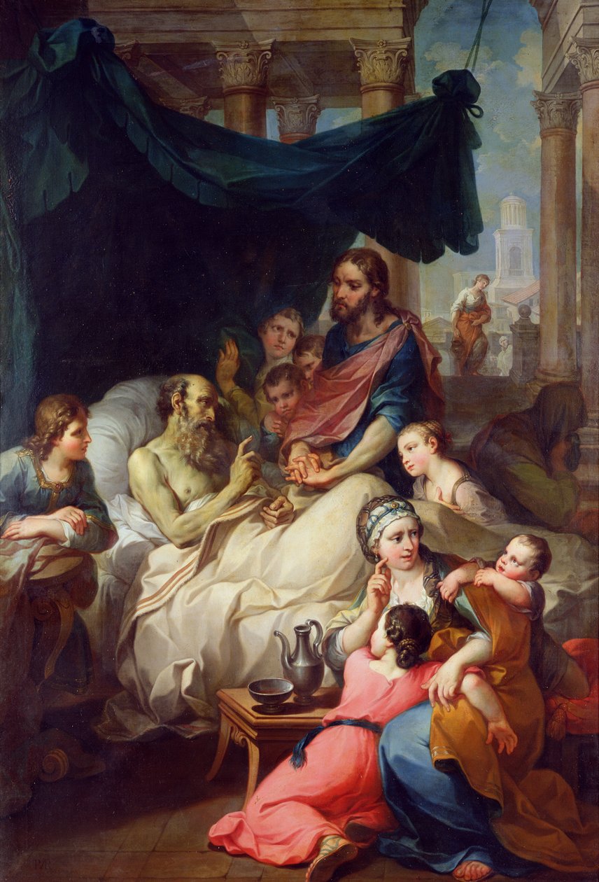 Śmierć ojca Tobiasza, 1733 r. autorstwa Pierre Parrocel