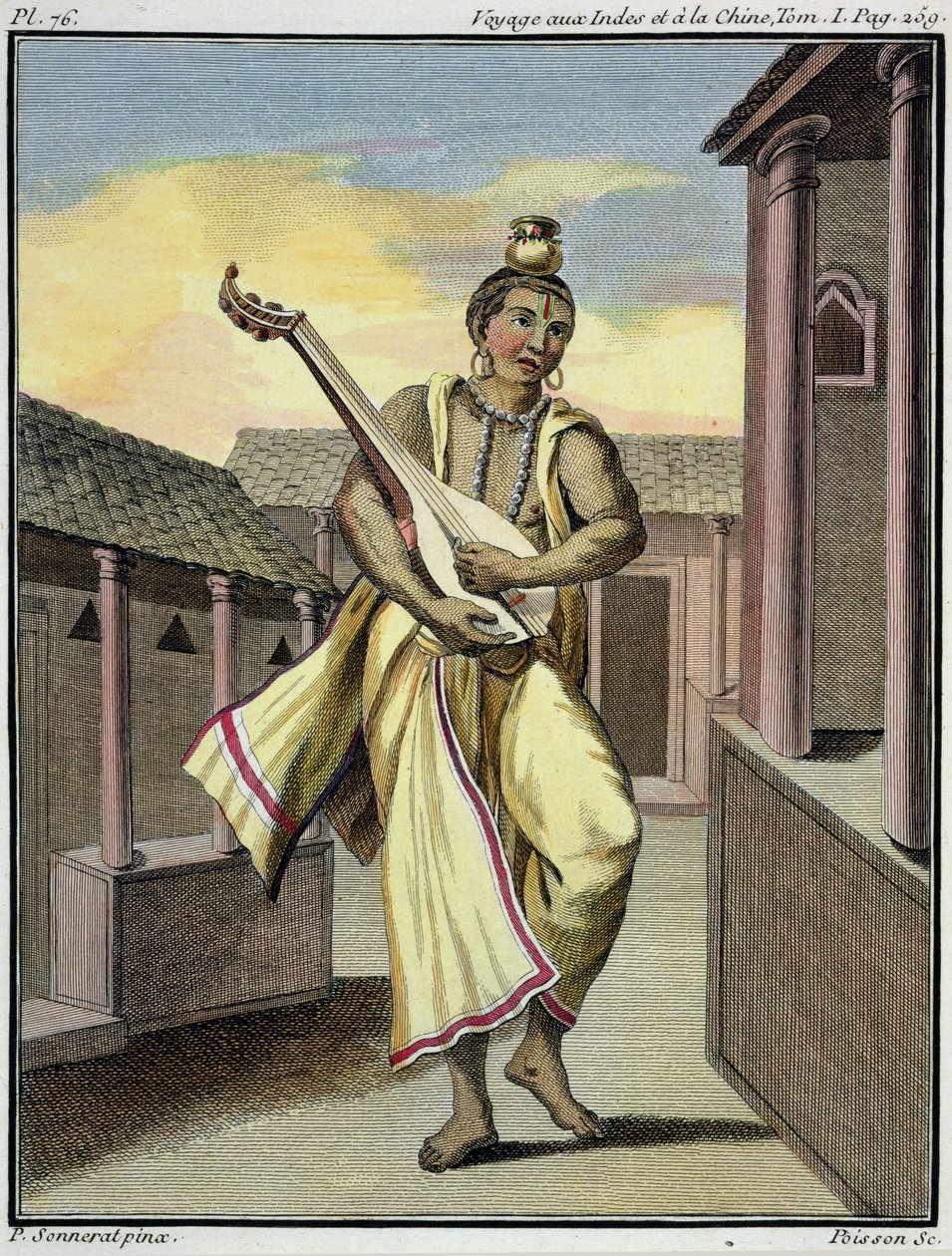 Muzyk z indyjską lutnią, z „Voyage aux Indes et a la Chine” Pierre