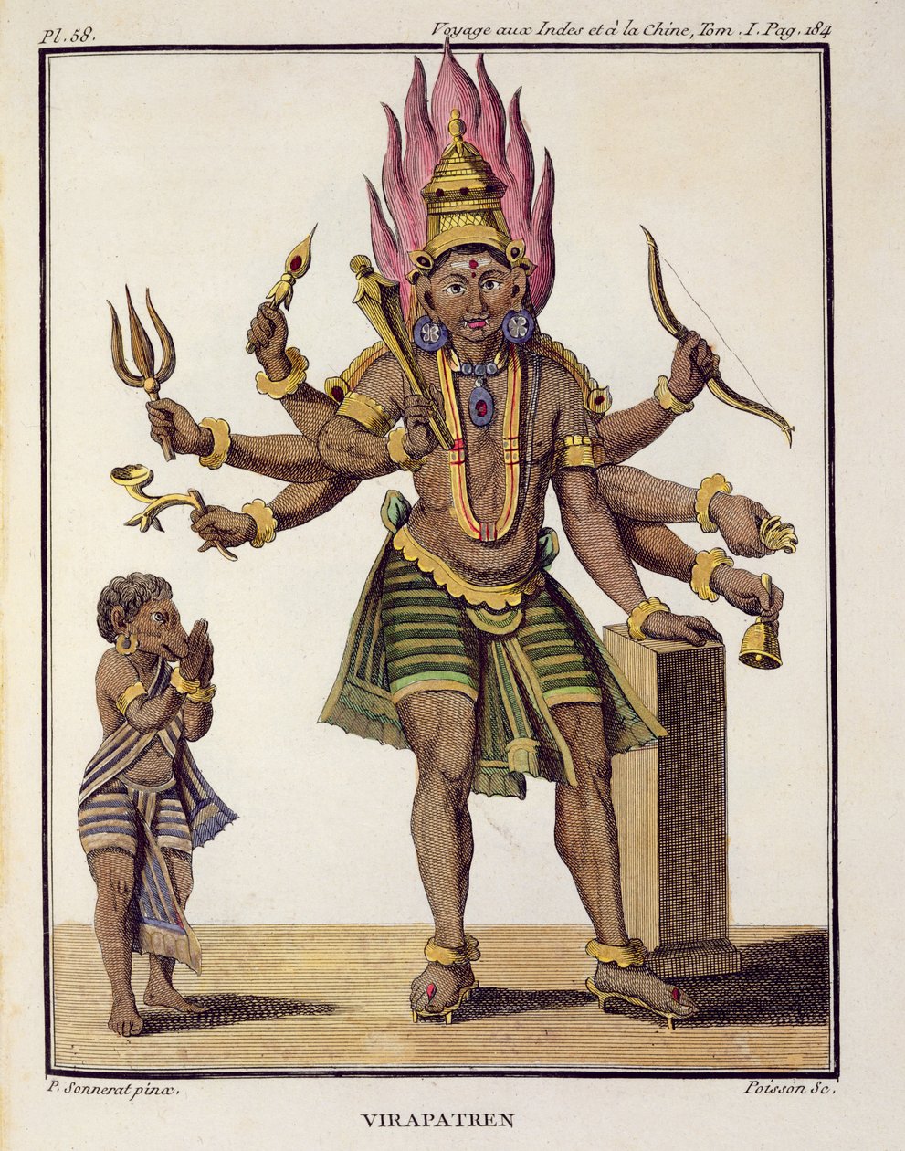 Shiva jako Virapatren, Pan ze źle ukształtowanym Złym Okiem, z „Voyage aux Indes et a la Chine” Pierre