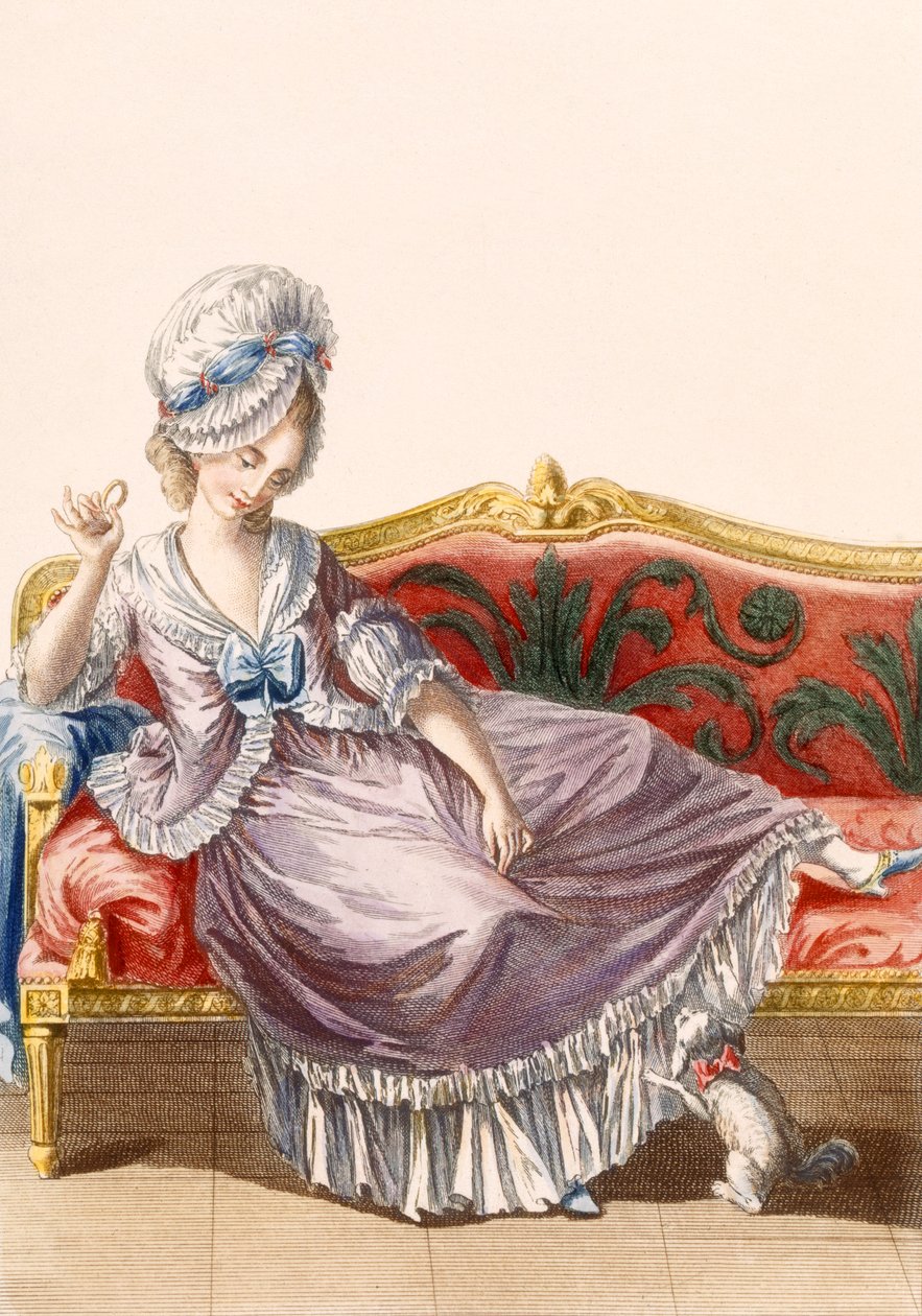 Cavaco a la Polonaise, grawerowane przez Dupina, tabliczka z „Galeries des Modes et Costumes Francais”, ok. 1778-87 99: odzież; strój tradycyjny; strój tradycyjny; moda; ilustrować autorstwa Pierre Thomas Le Clerc