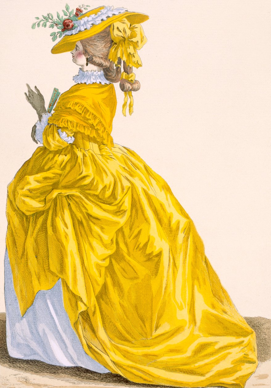 „Robe en Fourreau”, rytowane przez Bacquoy, tablica nr 187 z „Galeries des Modes et Costumes Francais”, ok. 1778-87 99: odzież; strój tradycyjny; strój tradycyjny; moda; ilustrować autorstwa Pierre Thomas Le Clerc