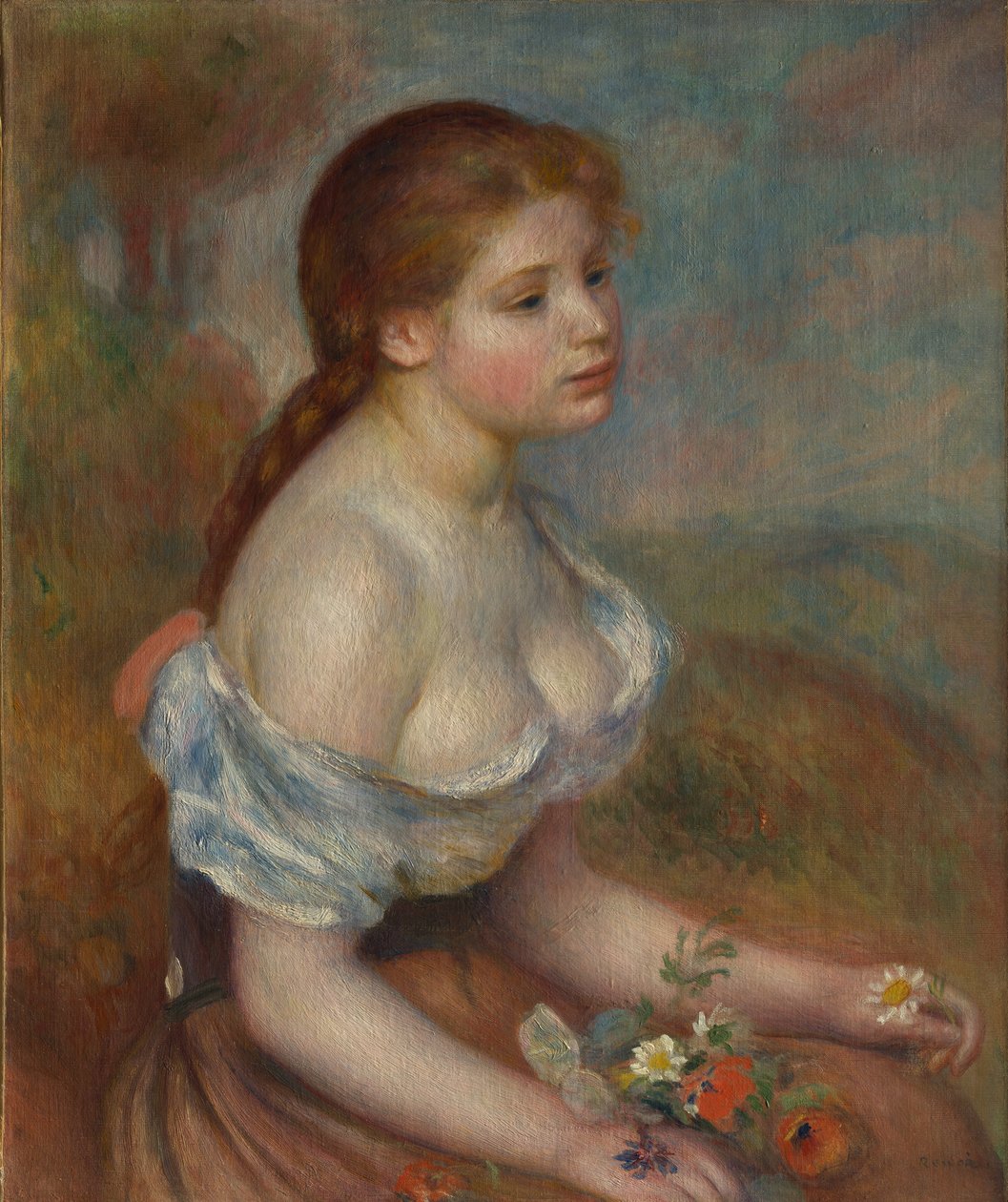 Młoda dziewczyna ze stokrotkami, 1889. autorstwa Pierre Auguste Renoir