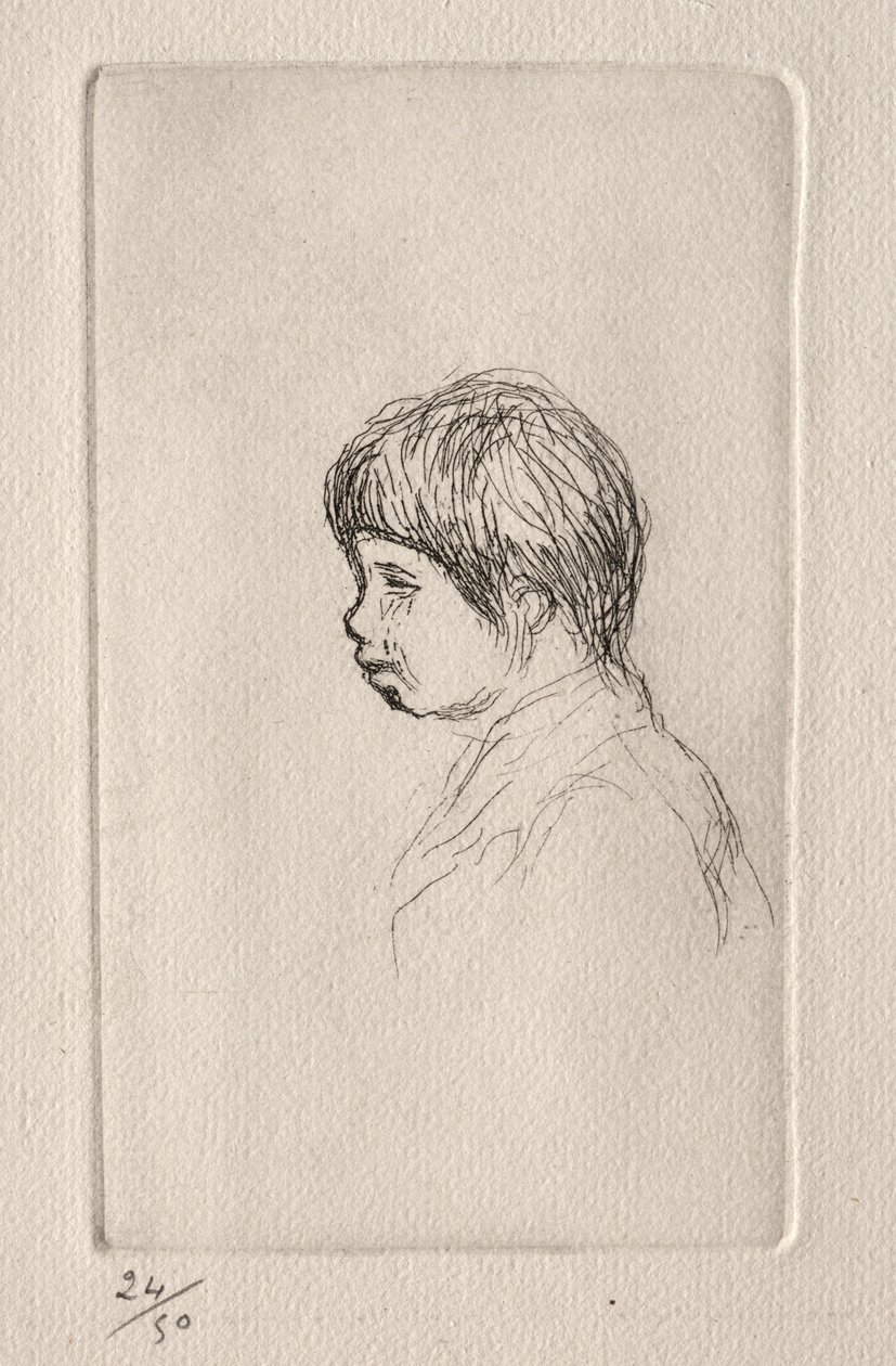 Claude Renoir z profilu. autorstwa Pierre Auguste Renoir