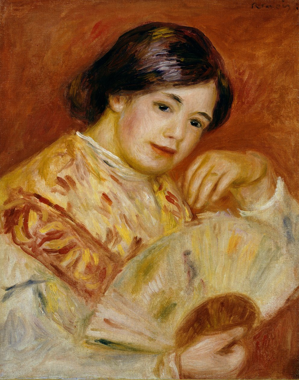 Coco z japońskim wachlarzem, ok. 1906 r. autorstwa Pierre Auguste Renoir