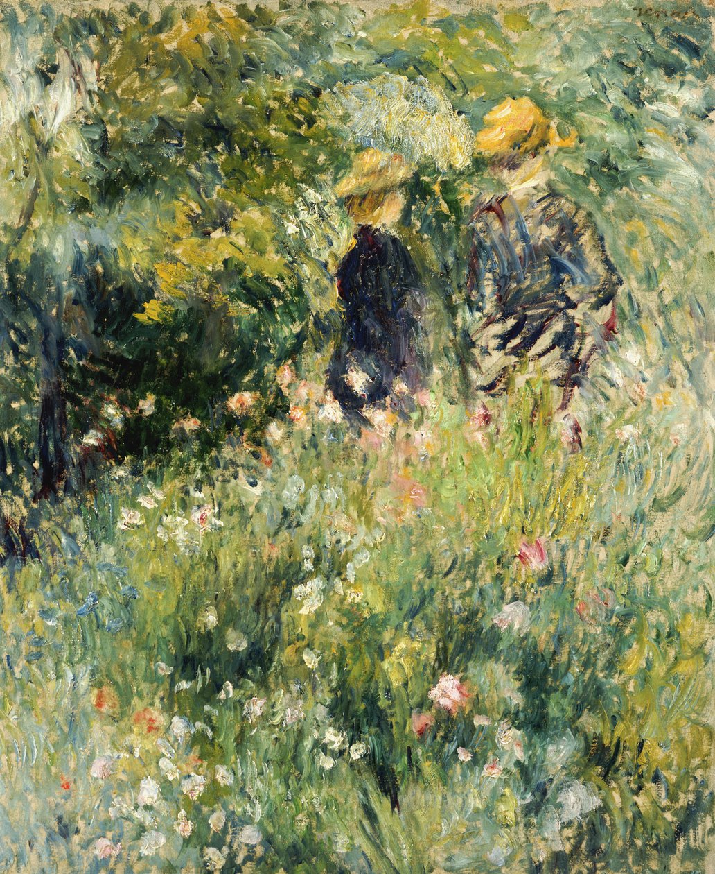 Rozmowa w ogrodzie różanym, 1876 autorstwa Pierre Auguste Renoir