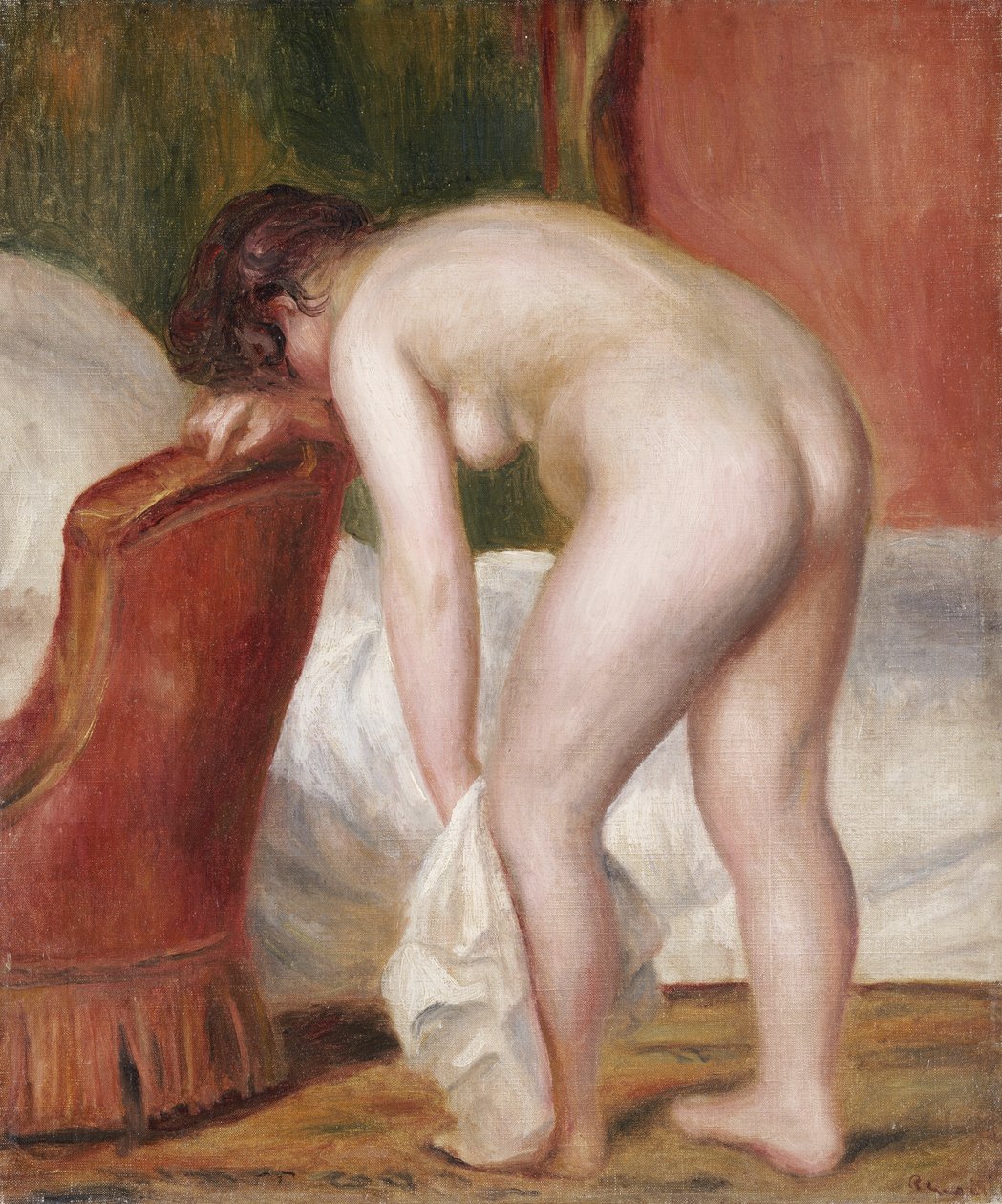 Akt kobiecy suszący się, ok.1909 autorstwa Pierre Auguste Renoir