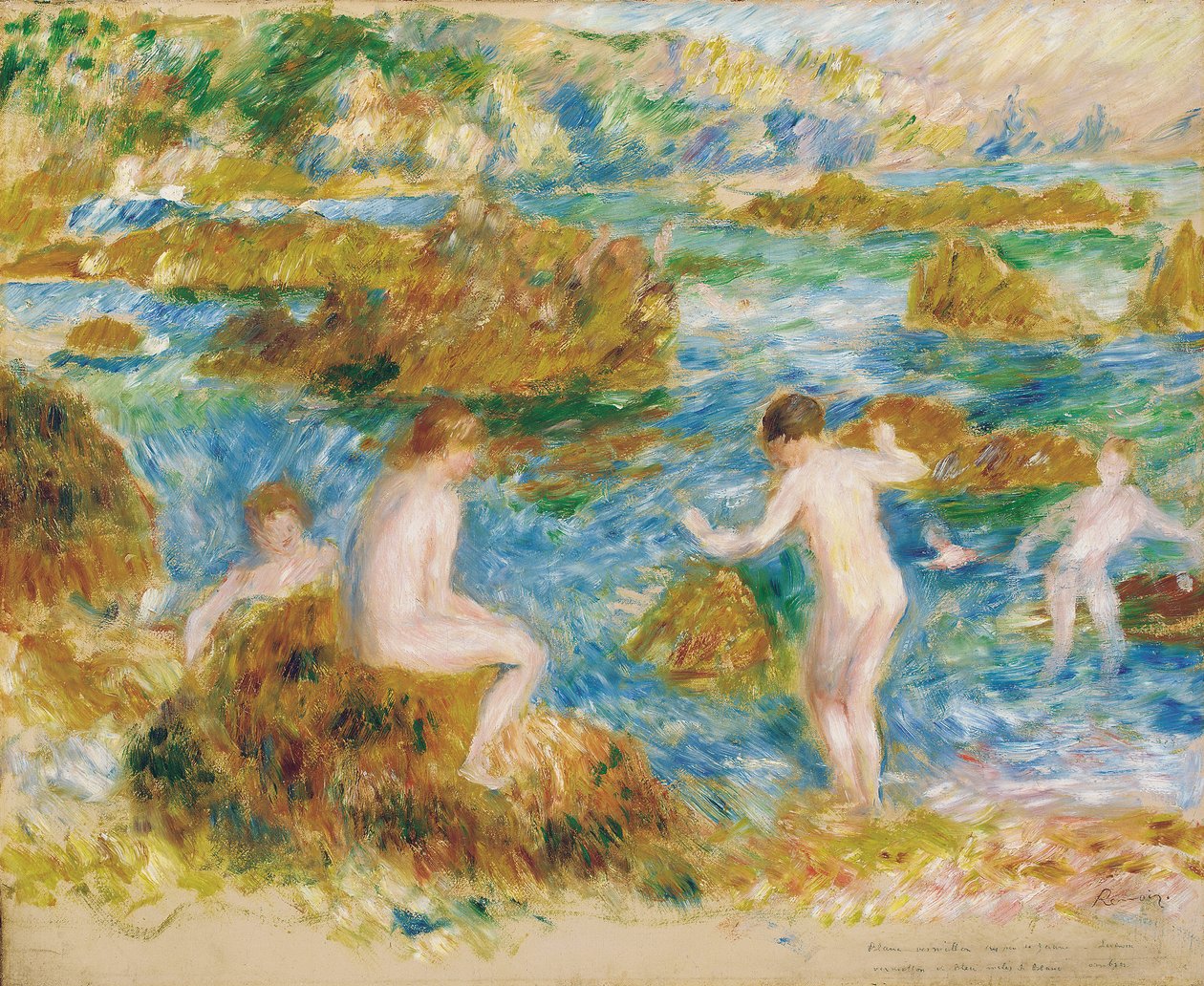 Nadzy chłopcy w skałach na Guernsey autorstwa Pierre Auguste Renoir