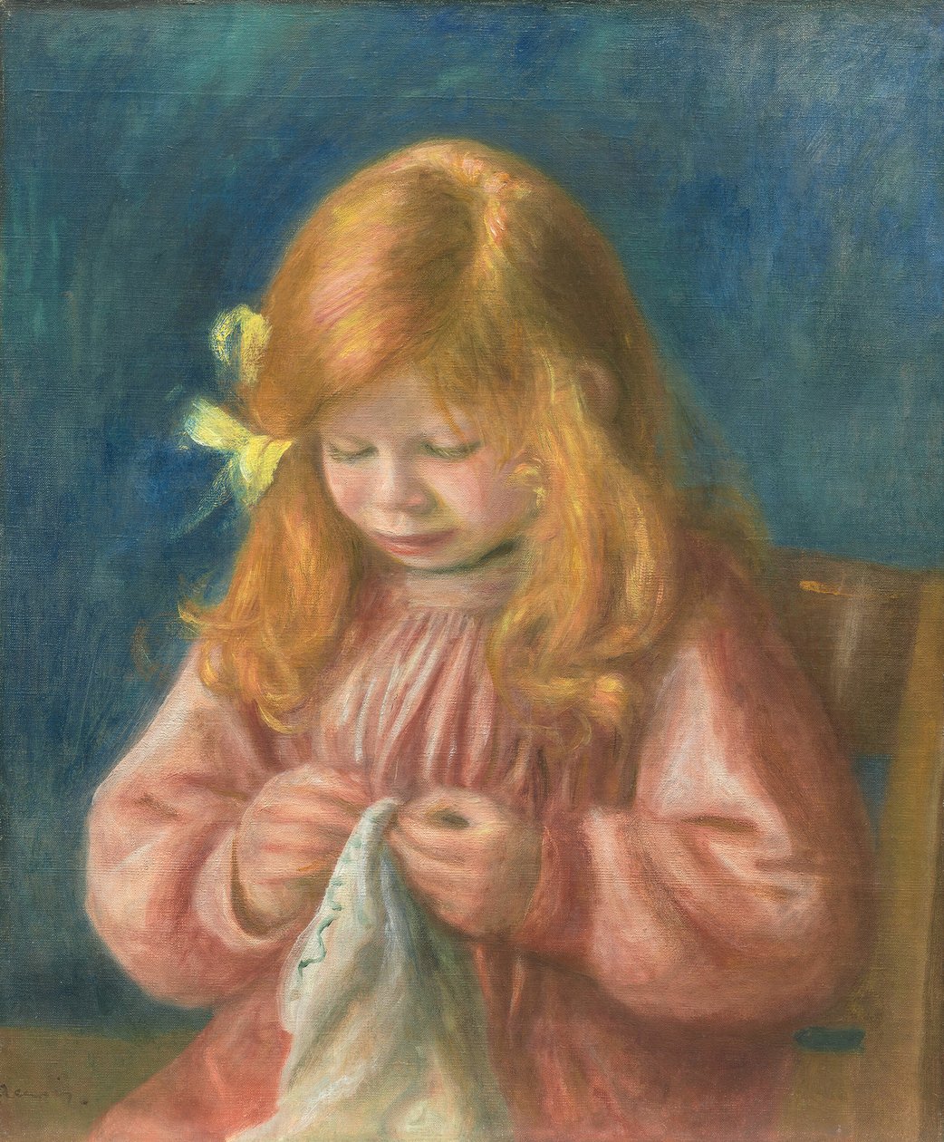 Szycie Jeana Renoira, 18991900. autorstwa Pierre Auguste Renoir