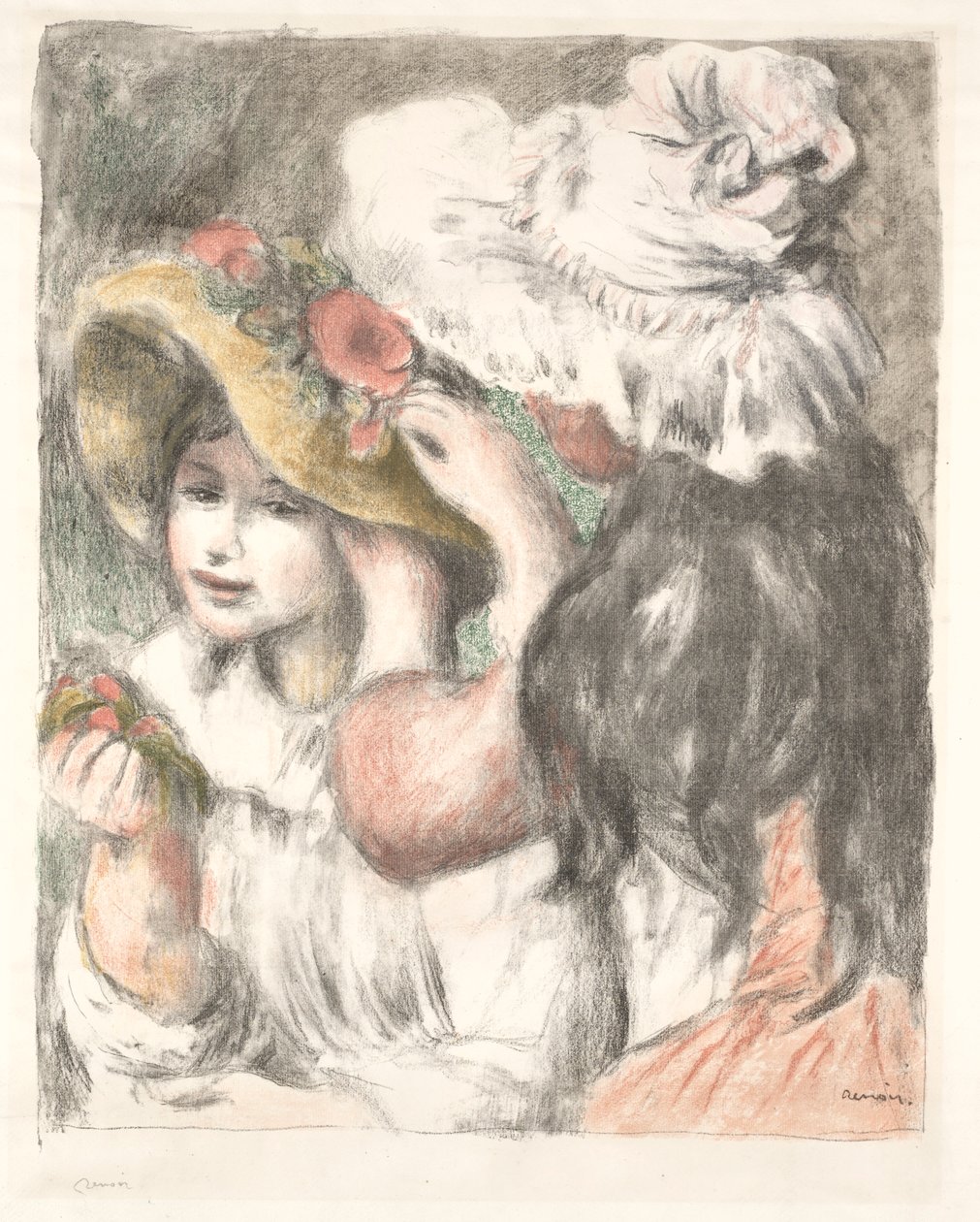 Przypinanie kapelusza, c. 1898. autorstwa Pierre Auguste Renoir