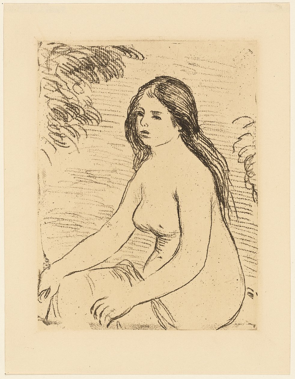 Siedząca naga kobieta autorstwa Pierre Auguste Renoir