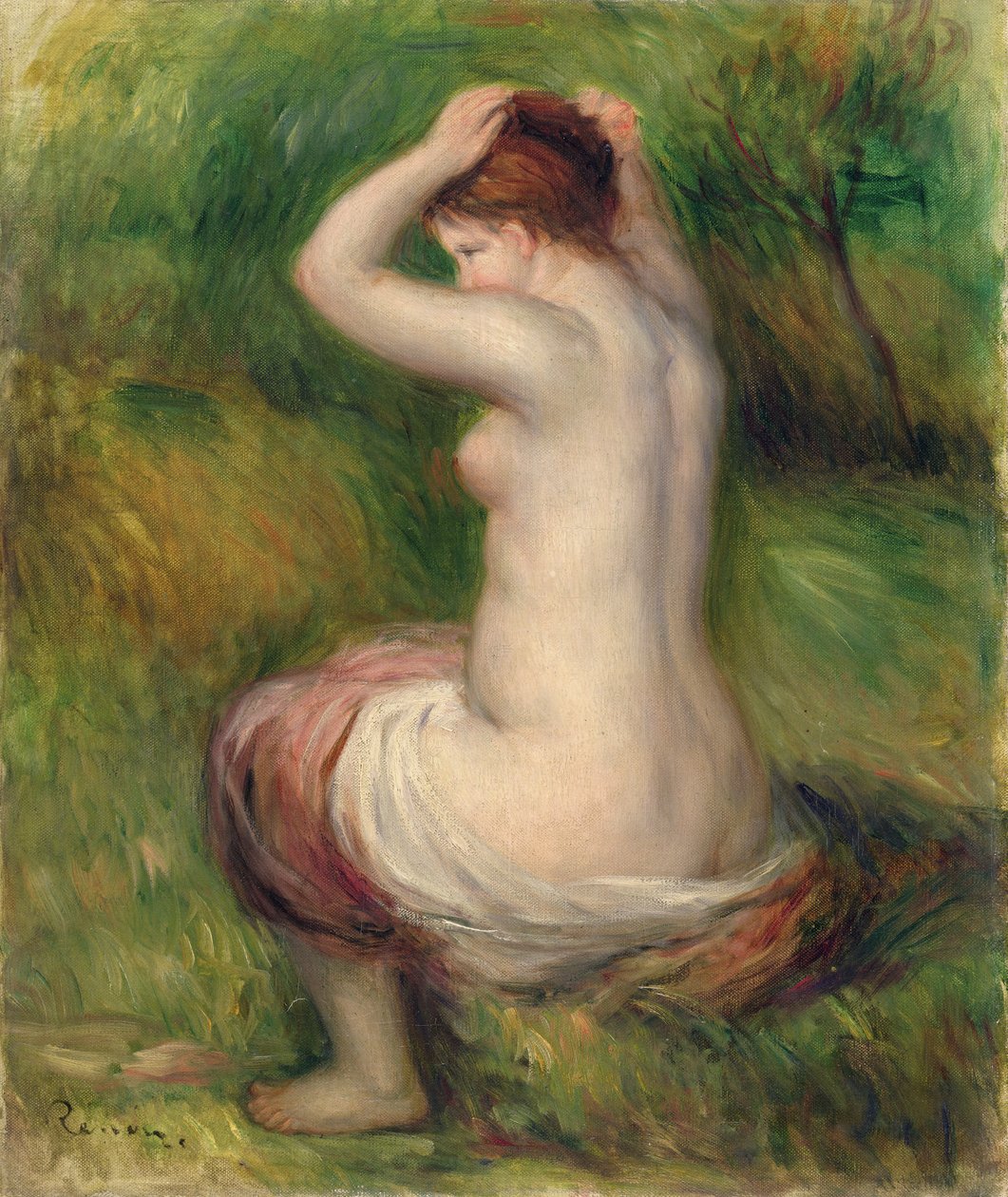 Akt siedzący (olej na płótnie) autorstwa Pierre Auguste Renoir