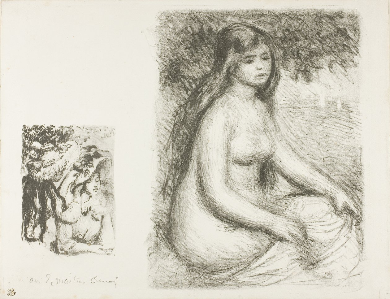 Przypięty Kapelusz i Kąpiący się autorstwa Pierre Auguste Renoir