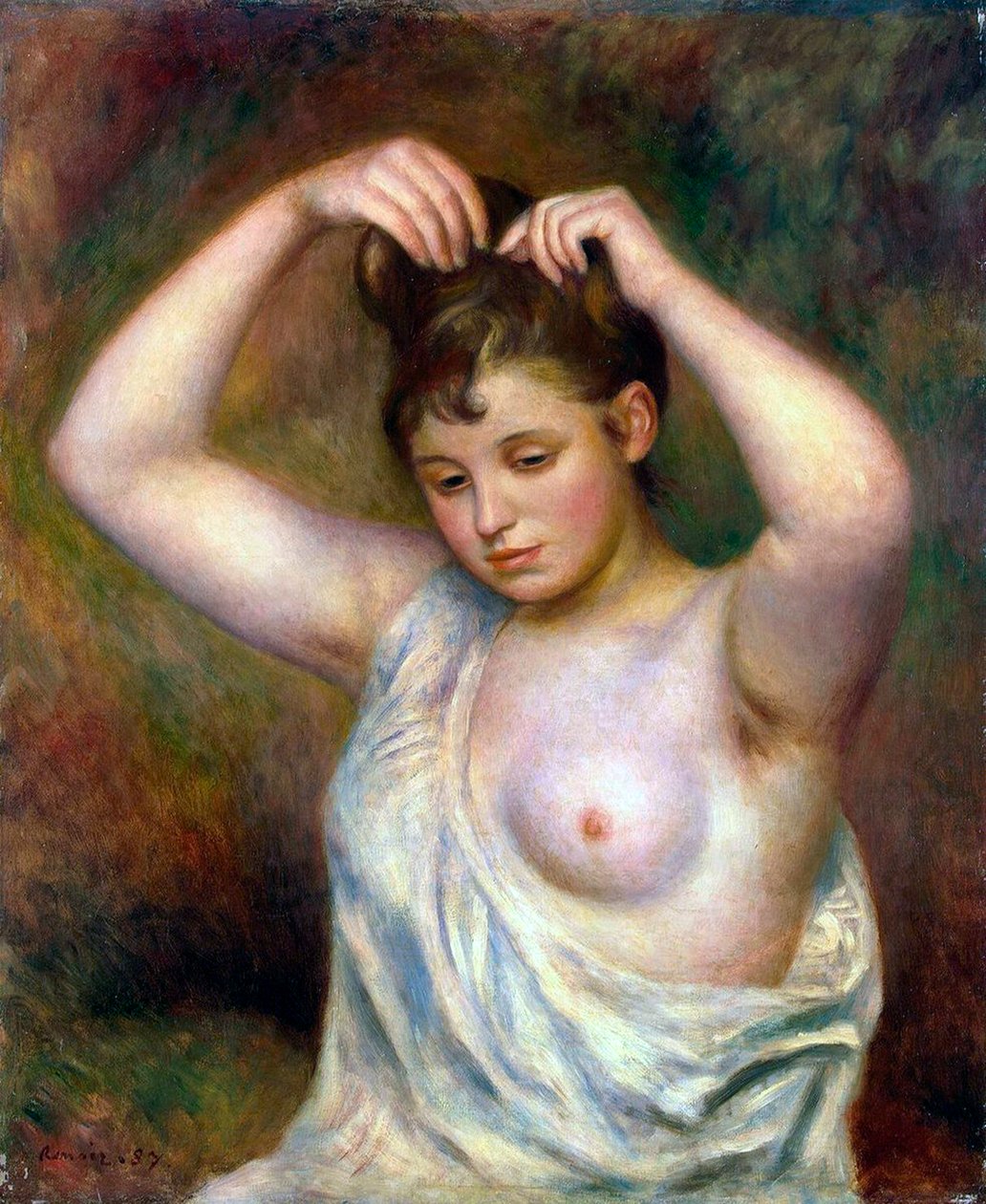 Kobieta układająca włosy, 1887. autorstwa Pierre Auguste Renoir