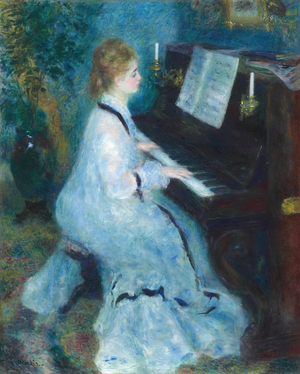 Kobieta przy fortepianie, 187576. autorstwa Pierre Auguste Renoir