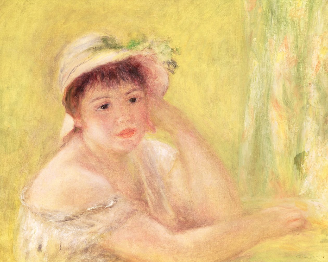 Kobieta w słomkowym kapeluszu, 1879 autorstwa Pierre Auguste Renoir