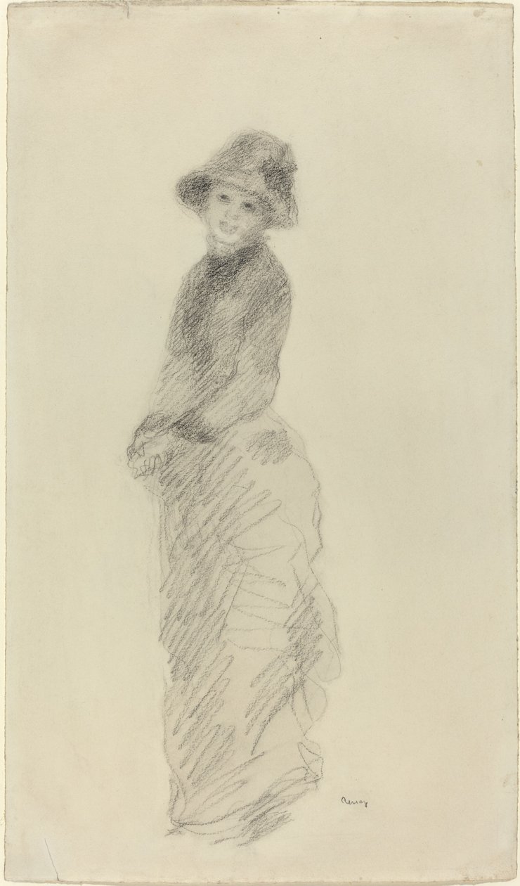Młoda kobieta stojąca, c. 1880. autorstwa Pierre Auguste Renoir