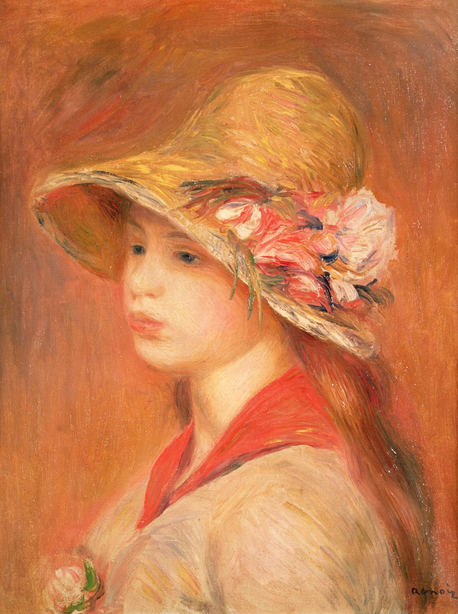 Młoda kobieta w kapeluszu autorstwa Pierre Auguste Renoir