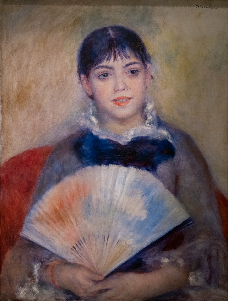 Młoda kobieta z wachlarzem autorstwa Pierre Auguste Renoir