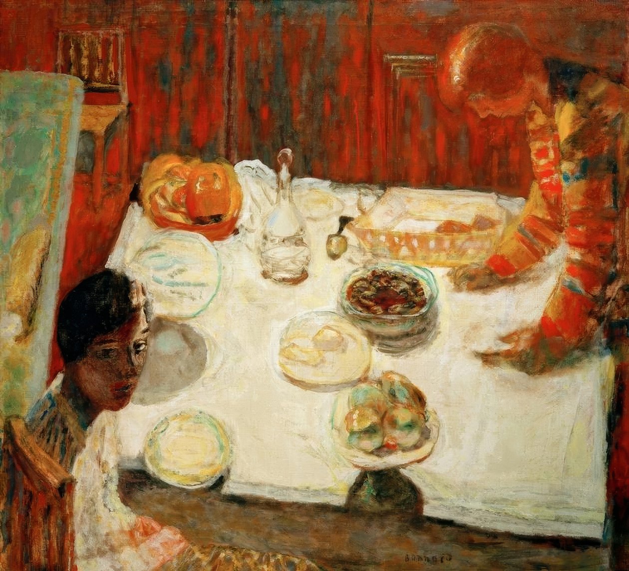 Biały obrus autorstwa Pierre Bonnard