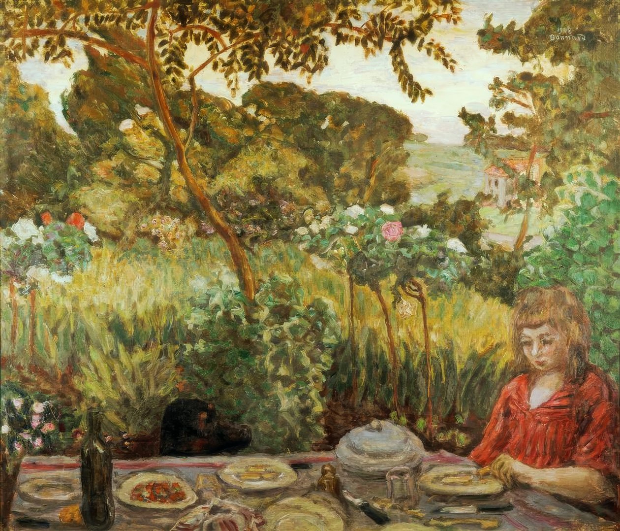 Koniec posiłku w ogrodzie autorstwa Pierre Bonnard