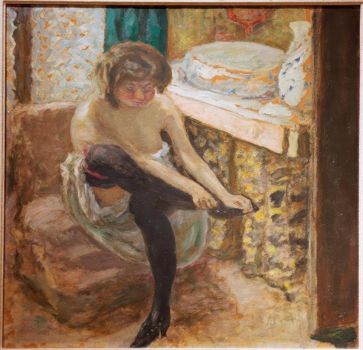 Kobieta w czarnych pończochach autorstwa Pierre Bonnard