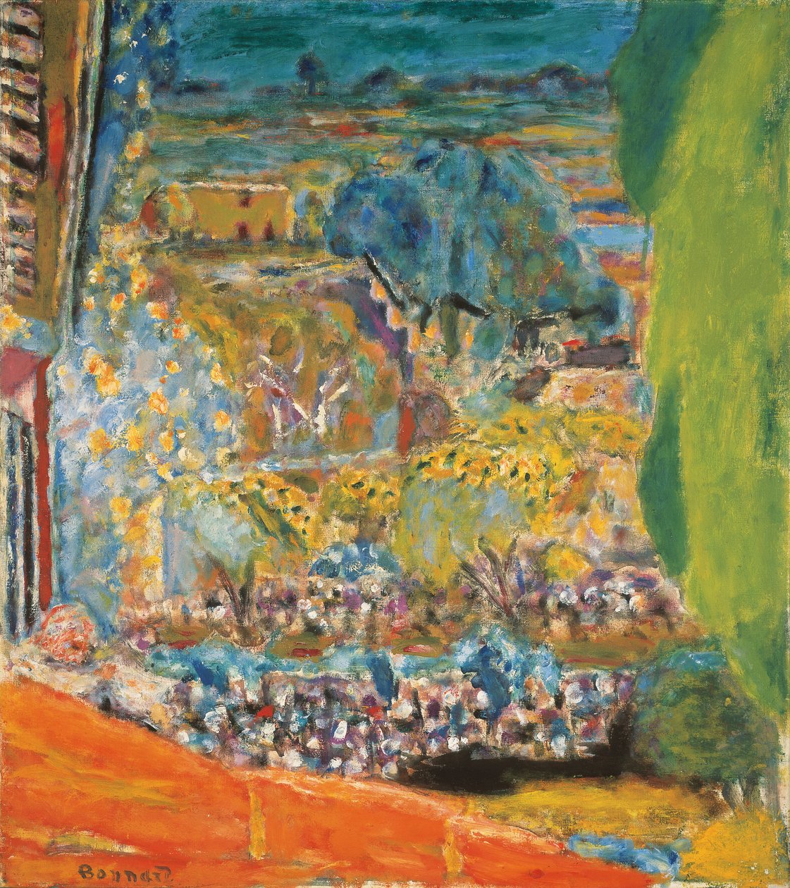 Krajobraz z czerwonym dachem (Le Cannet) autorstwa Pierre Bonnard