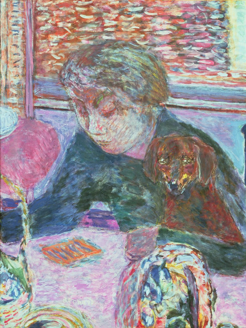 Portret z psem, 1940 autorstwa Pierre Bonnard