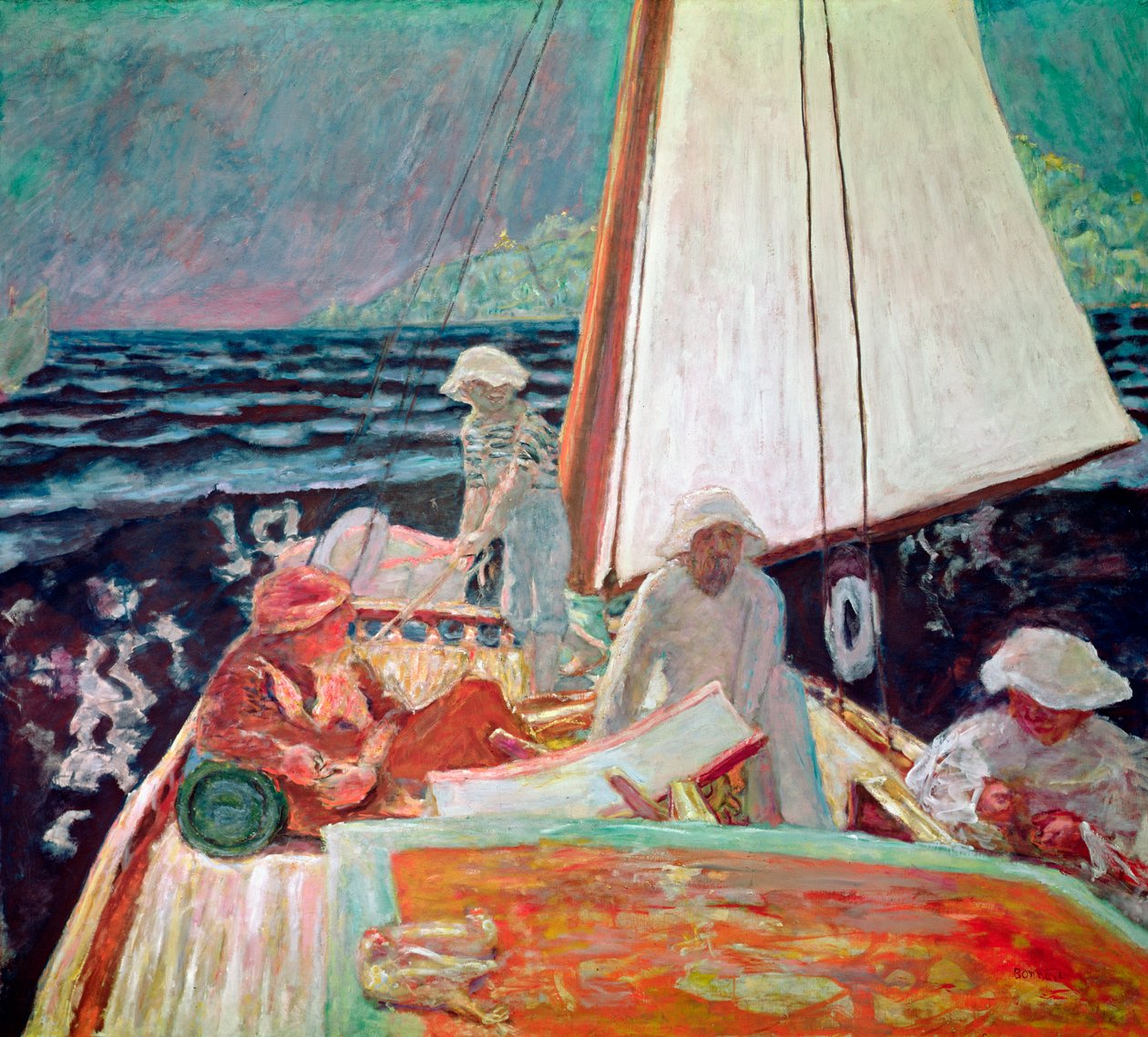 Signac i jego przyjaciele żeglujący, 1924-25 autorstwa Pierre Bonnard