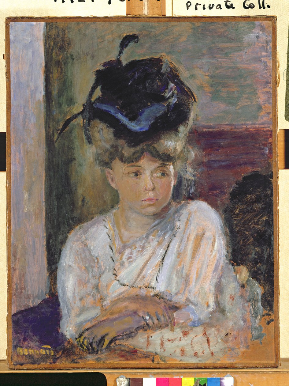 Niebieski kapelusz ze wstążką, 1912 autorstwa Pierre Bonnard
