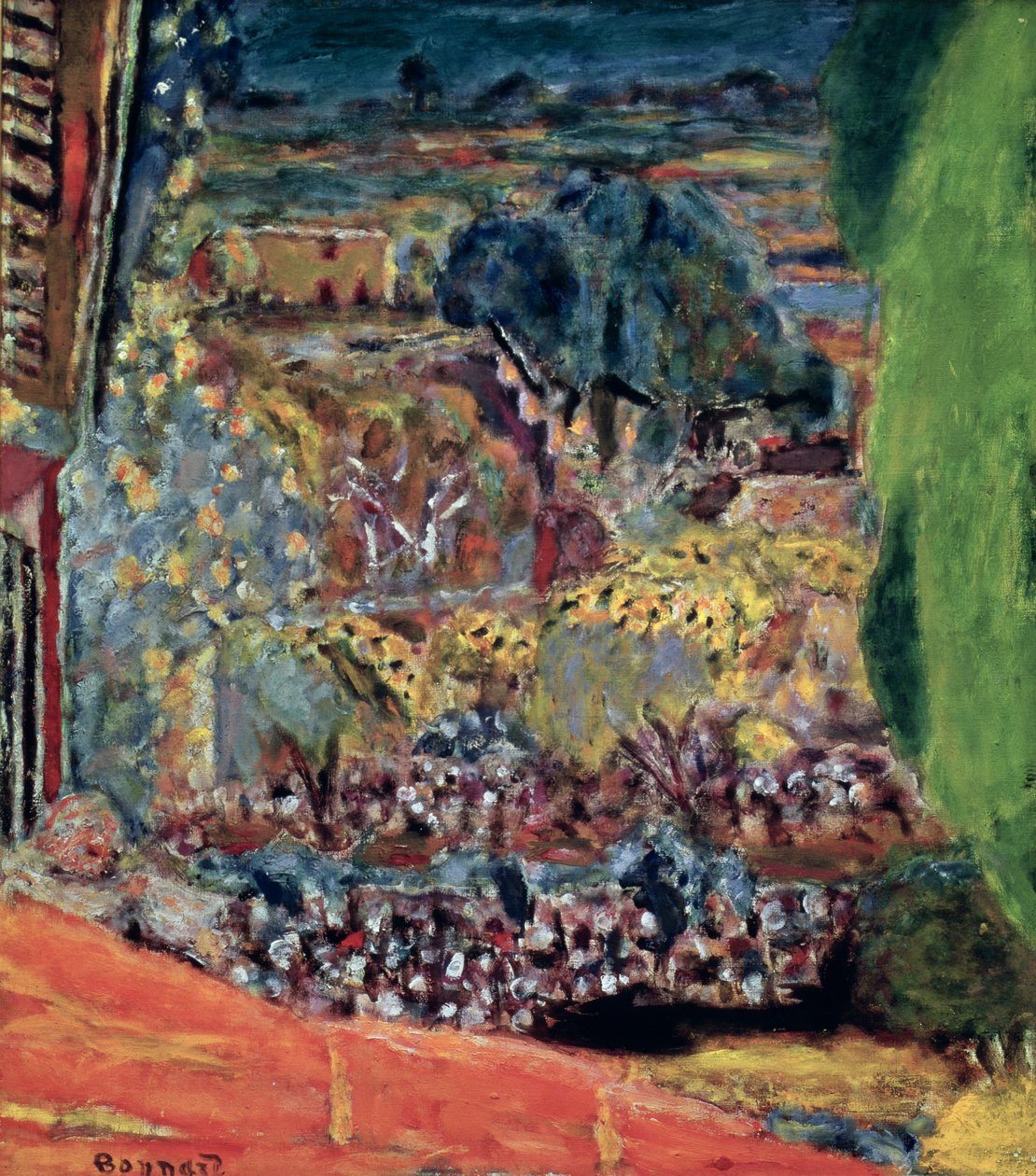 Czerwony dach w Le Cannet, 1945 autorstwa Pierre Bonnard